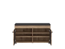 Schuhbank >GRANO< 2 Türen, Viking Eiche Dekor / Kosmos Grau - 93x51x38 (BxHxT)