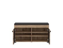 Schuhbank >GRANO< 2 Türen, Viking Eiche Dekor / Kosmos Grau - 93x51x38 (BxHxT)