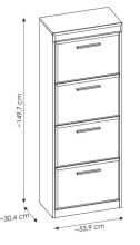 Schuhkipper >GRANO< 4 Klappen, Viking Eiche Dekor - 54x149x31 (BxHxT)