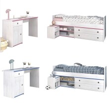 Jugendzimmer-Set >Smoozy< (3-teilig) Kiefer Weiss Dekor - 203x80x95 B/H/T