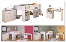Jugendzimmer-Set >Pirouette 15< (3-teilig) in Weiss - 205x104x132cm (LxBxH)