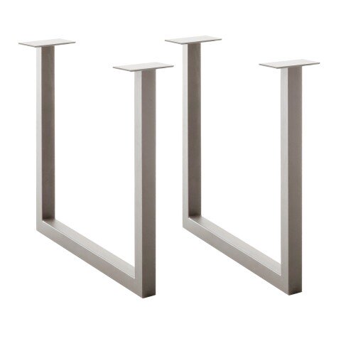 Tischgestell >BROOKLYN< (2er Set) U-Form in Edelstahl silber - 78x68x15 (BxHxT)