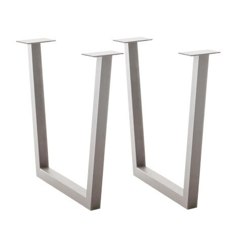 Tischgestell >BROOKLYN< (2er Set) Trapez-Form in Edelstahl silber - 78x68x15 (BxHxT)