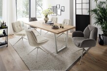 Tischgestell >BROOKLYN< (2er Set) Trapez-Form in Edelstahl silber - 78x68x15 (BxHxT)