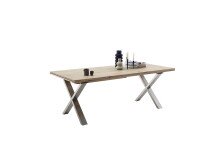 Tischgestell >BROOKLYN< (2er Set) X-Form in Edelstahl silber - 78x68x15 (BxHxT)