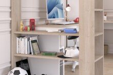 Hochbett >Alex< in Weiss / Jackson Eiche Dekor - 232x296x180cm (LxBxH)