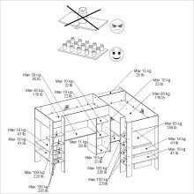 Hochbett >Alex< in Weiss / Jackson Eiche Dekor - 232x296x180cm (LxBxH)
