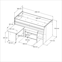 Jugendzimmer-Set >Reverse 13< (2-teilig) in Weiss, Hochbett mit Schreibtisch und Kommode