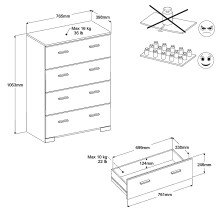 Jugendzimmer-Set >Reverse 13< (2-teilig) in Weiss, Hochbett mit Schreibtisch und Kommode