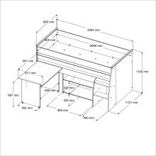 Jugendzimmer-Set >Reverse 13< (2-teilig) in Weiss, Hochbett mit Schreibtisch und Kommode