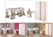 Jugendzimmer-Set >Pirouette 13< (3-teilig) Weiss / Rose oder grau, Hochbett, Schrank, Schreibtisch