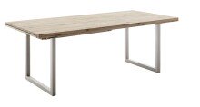 Kulissen-Esstisch >BROOKLYN< ausziehbar, Eiche Bianco geölt / Edelstahl - 180/280x73x100 (BxHxT)