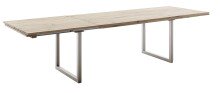 Kulissen-Esstisch >BROOKLYN< ausziehbar, Eiche Bianco geölt / Edelstahl - 180/280x73x100 (BxHxT)