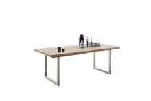 Kulissen-Esstisch >BROOKLYN< ausziehbar, Eiche Bianco geölt / Edelstahl - 180/280x73x100 (BxHxT)