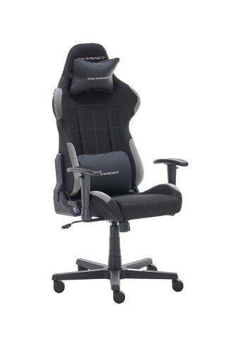 Gaming-Stuhl >DXRACER FORMULA< Armlehnen, Kopfpolster, Wippfunktion, schwarz/grau - 65x121x65cm B/H/T