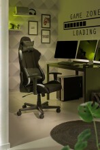 Gaming-Stuhl >DXRACER FORMULA< Armlehnen, Kopfpolster, Wippfunktion, schwarz/grau - 65x121x65cm B/H/T