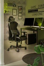 Gaming-Stuhl >DXRACER FORMULA< Armlehnen, Kopfpolster, Wippfunktion, schwarz/grau - 65x121x65cm B/H/T