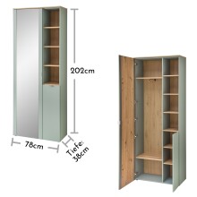 Garderoben-Set >Bari< (3-teilig) Schilfgrün / Eiche - 158x202x38cm (BxHxT)