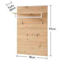 Garderoben-Set >Bari< (2-teilig) weiss matt / Eiche - 78x200x38cm (BxHxT)