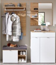 Garderoben-Set >Bari< (4-teilig) weiss matt / Eiche...