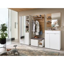 Garderoben-Set >Bari< (2-teilig) weiss matt / Eiche - 78x190x38cm (BxHxT)