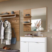 Garderoben-Set >Bari< (2-teilig) weiss matt / Eiche - 78x190x38cm (BxHxT)