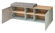 Garderoben-Set >Bari< (3-teilig) Schilfgrün / Eiche - 128x190x38cm (BxHxT)