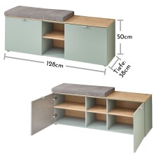 Garderoben-Set >Bari< (3-teilig) Schilfgrün / Eiche - 128x190x38cm (BxHxT)