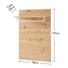 Garderoben-Set >Bari< (3-teilig) weiss matt / Eiche - 128x190x38cm (BxHxT)