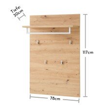 Garderoben-Set >Bari< (3-teilig) weiss matt / Eiche - 128x190x38cm (BxHxT)