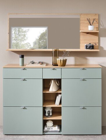 Garderoben-Set >Bari< (2-teilig) Schilfgrün / Eiche - 148x170x38cm (BxHxT)