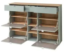 Garderoben-Set >Bari< (2-teilig) Schilfgrün / Eiche - 148x170x38cm (BxHxT)