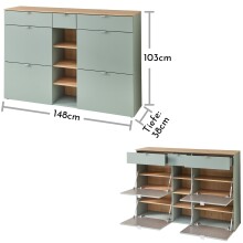 Garderoben-Set >Bari< (2-teilig) Schilfgrün / Eiche - 148x170x38cm (BxHxT)