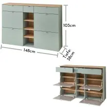 Garderoben-Set >Bari< (2-teilig) Schilfgrün / Eiche - 148x170x38cm (BxHxT)
