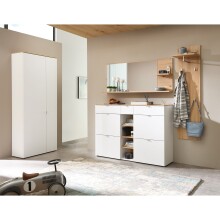 Garderoben-Set >Bari< (2-teilig) weiss matt / Eiche - 148x170x38cm (BxHxT)