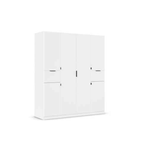Drehtürenschrank >Ticao< 2 Schubladen, 3 Böden, 3 Stangen, alpinweiß, - 181x210x54cm (BxHxT)