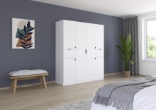 Drehtürenschrank >Ticao< 2 Schubladen, 3 Böden, 3 Stangen, alpinweiß, - 181x210x54cm (BxHxT)