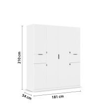 Drehtürenschrank >Ticao< 2 Schubladen, 3 Böden, 3 Stangen, alpinweiß, - 181x210x54cm (BxHxT)