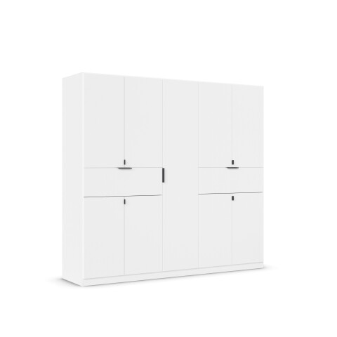Drehtürenschrank >Ticao<  2 Schubladen, 3 Böden, 3 Stangen, alpinweiß - 226x210x54cm (B/H/T)
