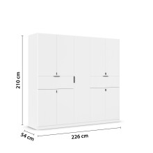 Drehtürenschrank >Ticao<  2 Schubladen, 3 Böden, 3 Stangen, alpinweiß - 226x210x54cm (B/H/T)