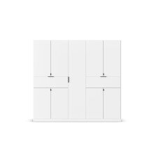Drehtürenschrank >Ticao<  2 Schubladen, 3 Böden, 3 Stangen, alpinweiß - 226x210x54cm (B/H/T)