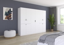 Drehtürenschrank >Ticao< 2 Schubladen, 3 Böden, 3 Stangen, alpinweiß - 271x210x54cm (BxHxT)