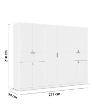 Drehtürenschrank >Ticao< 2 Schubladen, 3 Böden, 3 Stangen, alpinweiß - 271x210x54cm (BxHxT)