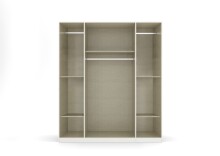 Drehtürenschrank >Ticao< 2 Schübe, 3 Böden, 3 Stangen, alpinweiß / Spiegel - 181x210x54 (BxHxT)