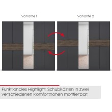 Drehtürenschrank >Ticao< 2 Schübe, 3 Böden, 3 Stangen, alpinweiß / Spiegel - 226x210x54 (BxHxT)