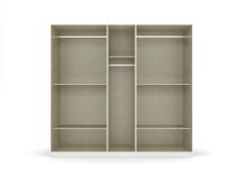 Drehtürenschrank >Ticao< 2 Schübe, 3 Böden, 3 Stangen, alpinweiß / Spiegel - 226x210x54 (BxHxT)