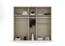 Drehtürenschrank >Ticao< 2 Schübe, 3 Böden, 3 Stangen, alpinweiß / Spiegel - 226x210x54 (BxHxT)