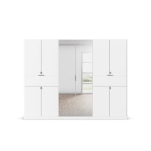 Drehtürenschrank >Ticao< 2 Schübe, 3 Böden, 3 Stangen, alpinweiß / Spiegel - 271x210x54 (BxHxT)