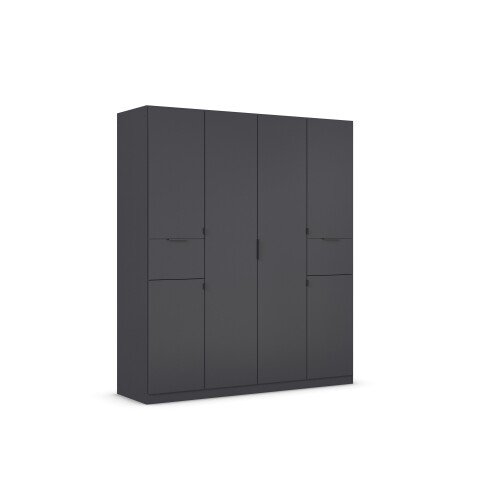 Drehtürenschrank >Ticao< 2 Schübe, 3 Böden, 3 Stangen, grau metallic - 181x210x54cm (BxHxT)
