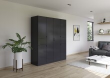 Drehtürenschrank >Ticao< 2 Schübe, 3 Böden, 3 Stangen, grau metallic - 181x210x54cm (BxHxT)